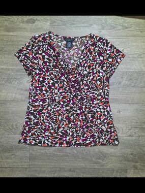 George Brown Multi-Color Geometric V-Neck Women’s Top